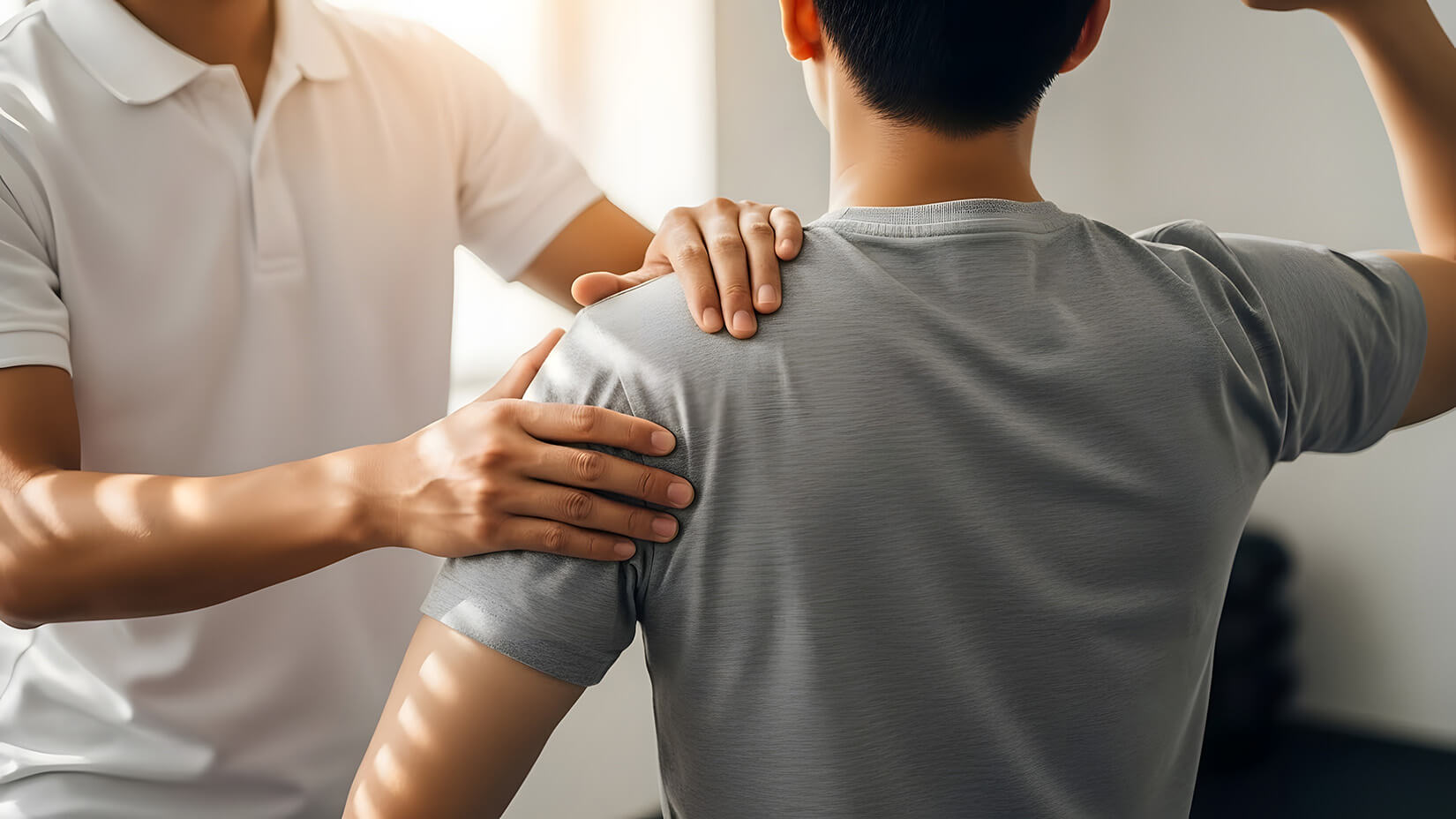 physical therapist helping patient with rehabilitation exercises